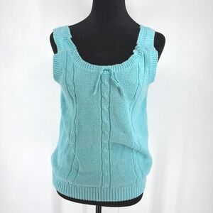 Sweetbriar Womens Cable Knit Sweater Vest Top Size S Sleeveless Tie Milkmaid VTG